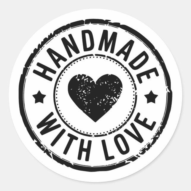 Handmade With Love Distressed Heart Sticker (Front)