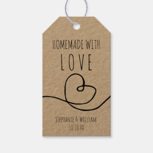 Handmade with Love Doodle Heart Wedding Favor Gift Tags