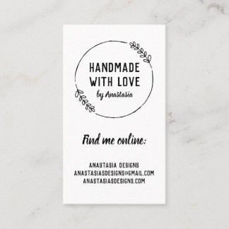 Handmade with Love Doodle Wreath Business Card