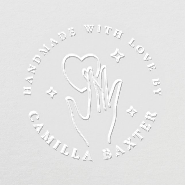 Handmade With Love | Elegant Heart Hand & Stars Embosser (Design)
