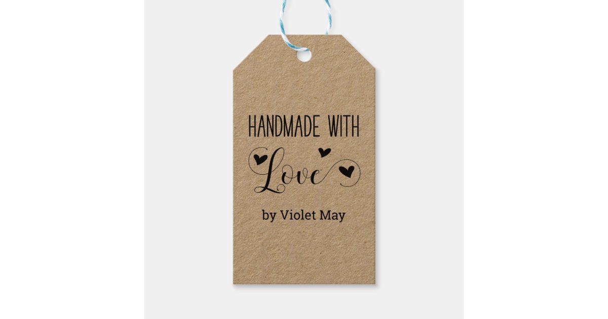 Handmade with Love - Elegant Rustic Kraft Custom Gift Tags