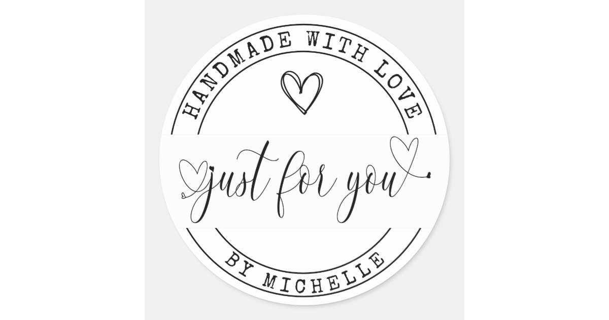 Handmade With Love elegant script Sticker | Zazzle.com