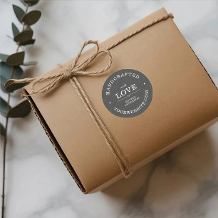 Handmade with Love Elegant Small Business Name Classic Round Sticker