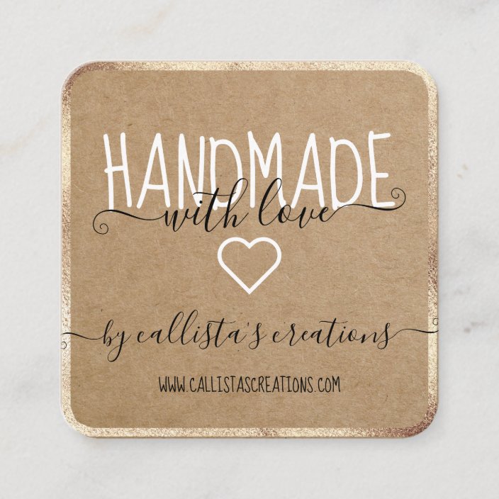 Handmade With Love Etsy Home Crafter Art Fair Gold Square Business Card ...