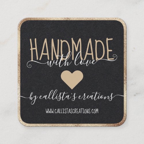 Handmade With Love Etsy Home Crafter Art Fair Gold Square Business Card