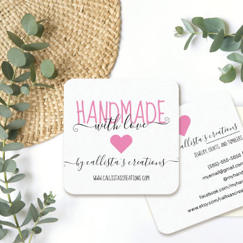 Handmade With Love Etsy Home Crafter Art Fair Square Business Card by _LaFemme_ at Zazzle