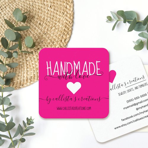 Handmade With Love Etsy Home Crafter Art Fair Square Business Card