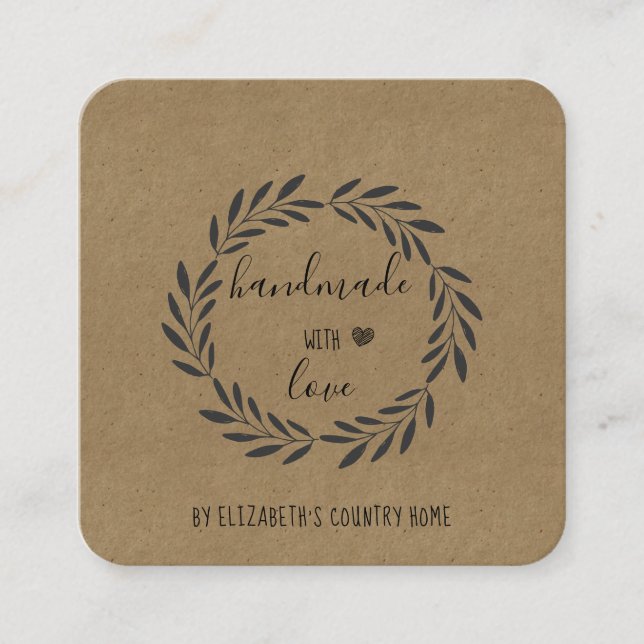 Handmade with Love Etsy Home Crafter Craft Show  S Square Business Card (Front)