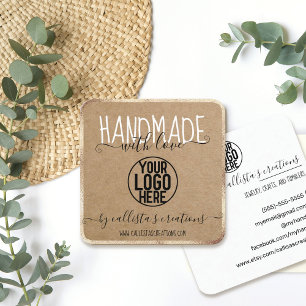Handmade With Love Etsy Home Crafter Logo Gold Square Business Card