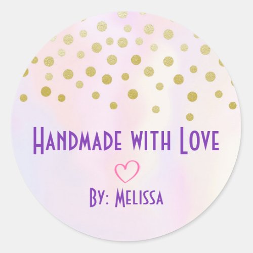 handmade with Love Faux Gold Confetti Classic Round Sticker