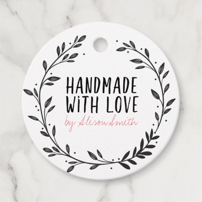 Handmade with Love Favor Tags (Front)