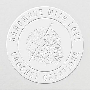 Handmade With Love Floral Crochet Yarn Business Embosser