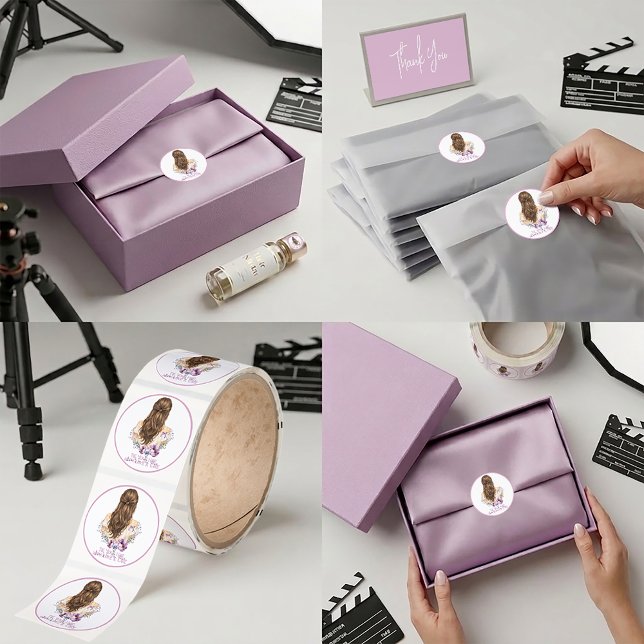 Handmade With Love Floral Packaging Sticker (Love Is In The Hair Small Business Packaging Classic Round Cute Sticker)