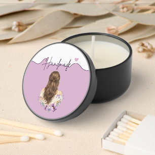 Handmade With Love Floral Small Business Packaging Mini Candle Favors