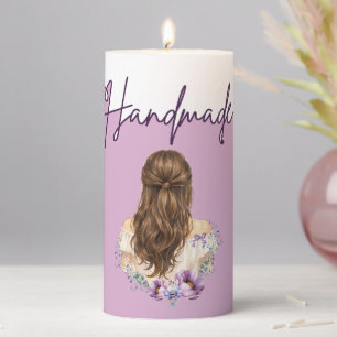 Handmade With Love Floral Small Business Packaging Pillar Candle