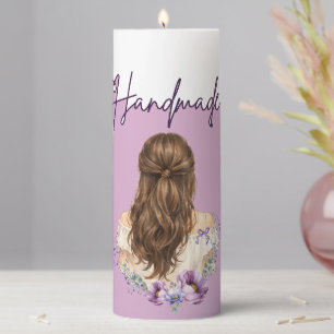 Handmade With Love Floral Small Business Packaging Pillar Candle