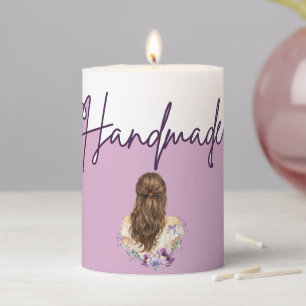 Handmade With Love Floral Small Business Packaging Pillar Candle