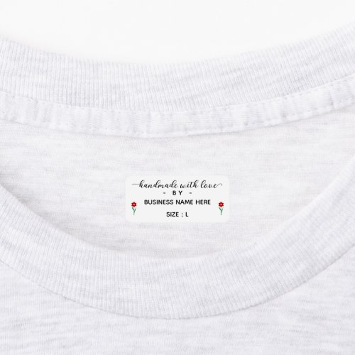 Handmade With Love Flower Business Name Size Cloth Kids Labels