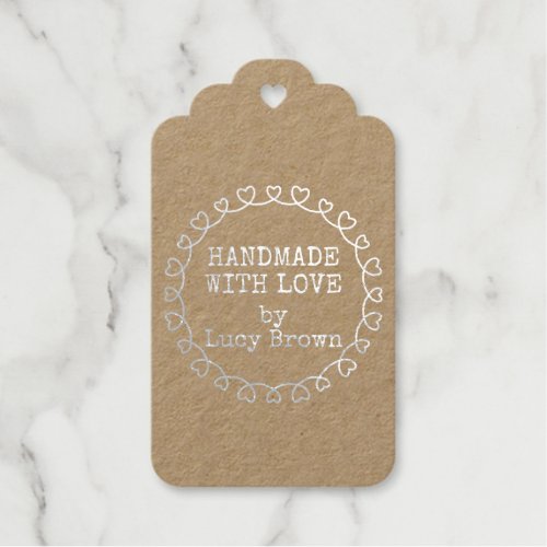 Handmade with love foil gift tags