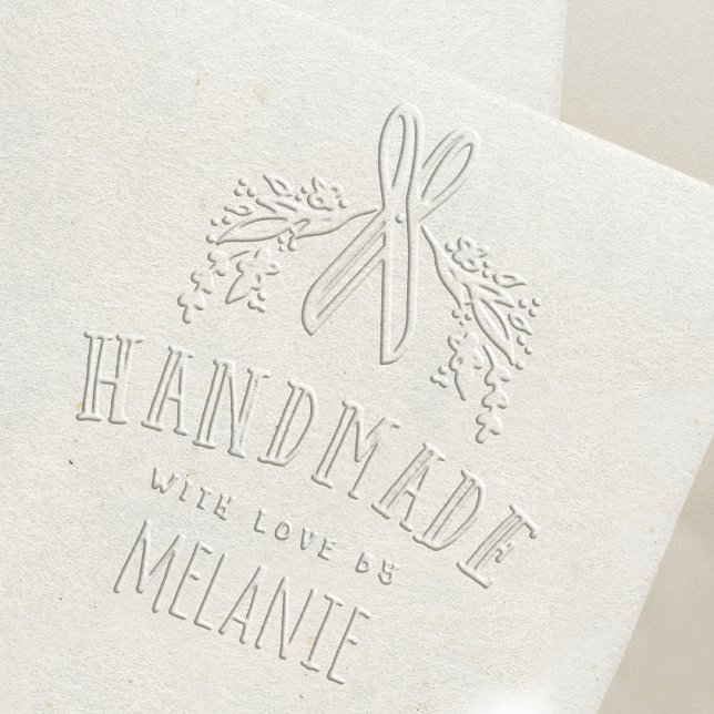 Handmade With Love Foliage & Scissors Custom Name Embosser (Creator Uploaded)