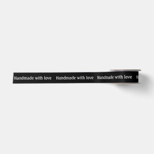 Handmade with love Gift Favor Name Black Satin Ribbon