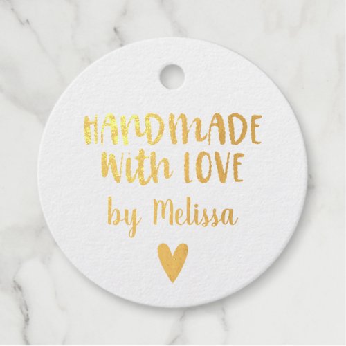 Handmade with love Gold Foil Favor Tag