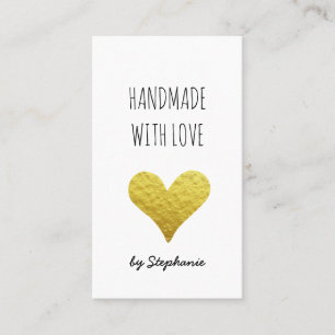 Handmade with Love Gold Heart Social Media Business Card