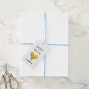 Handmade with Love Gold Heart Social Media Gift Tags