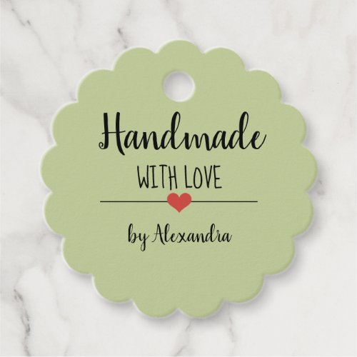 Handmade with love green  favor tags