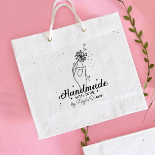 Handmade with love, Hand Dandelion Large Rubber Rubber Stamp