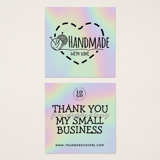 Handmade with love handcrafted business thank you  (Front & Back)