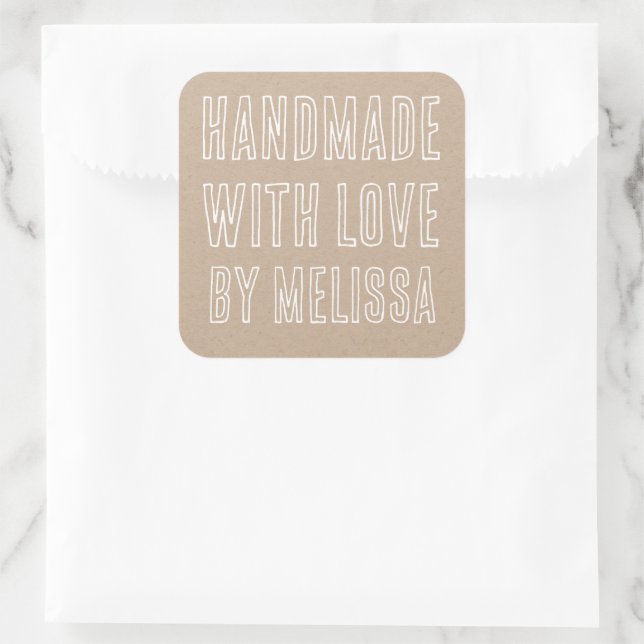 Handmade With Love Handwritten Script Sticker (Bag)