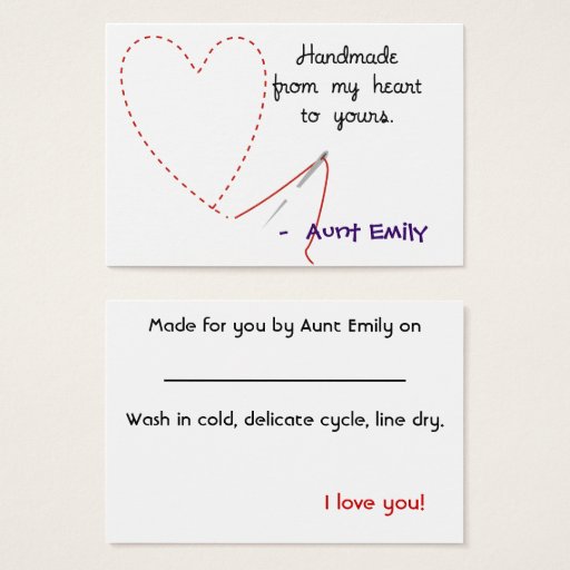 Customizable Handmade With Love Hang Tag Business Card Template