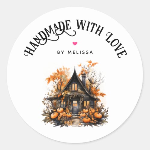 Handmade with Love Haunted House Halloween Classic Round Sticker