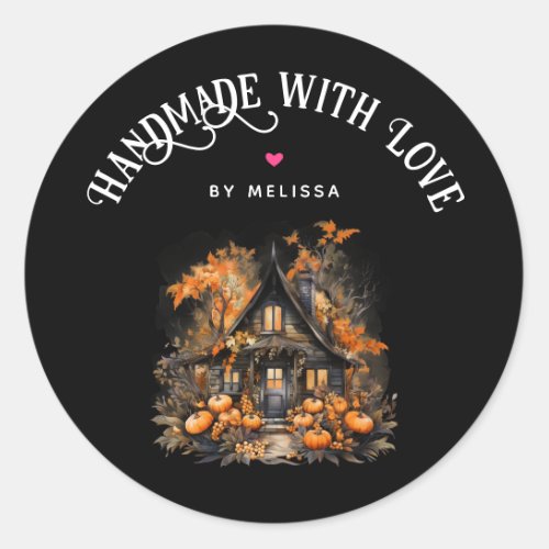 Handmade with Love Haunted House Halloween Classic Round Sticker