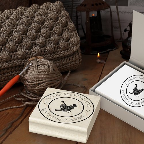 Handmade with Love _ Heart Knitting Yarn Craft Rubber Stamp