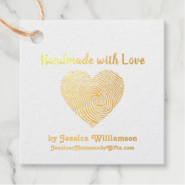 Handmade with Love Heart Name Personalized Foil Favor Tags