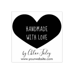 Handmade with Love - Heart - Name & Website Rubber Stamp