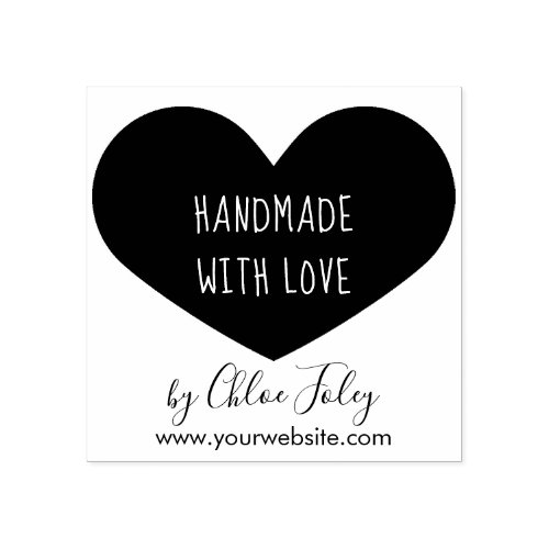 Handmade with Love _ Heart _ Name  Website Rubber Stamp