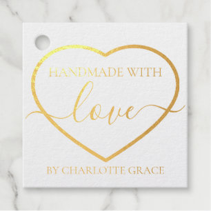 Handmade With Love Heart Personalized Foil Favor Tags