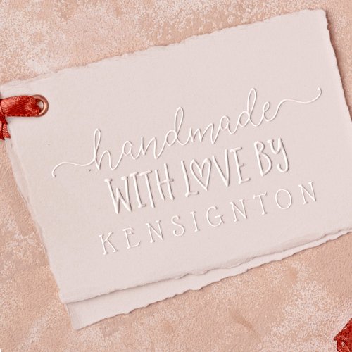 Handmade With Love Heart Script Custom Name Embosser