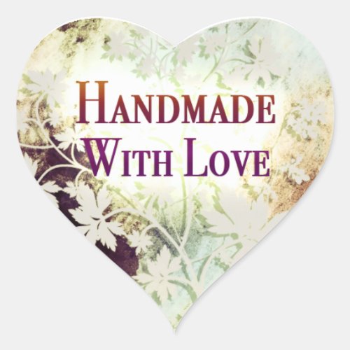 Handmade With Love heart stickers naturals