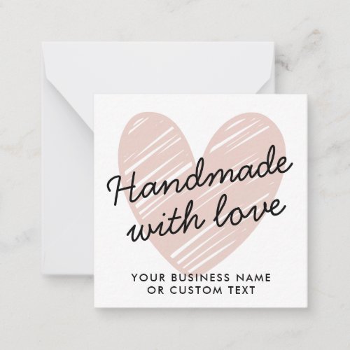 Handmade with Love Heart Thank You Candle Care Note Card