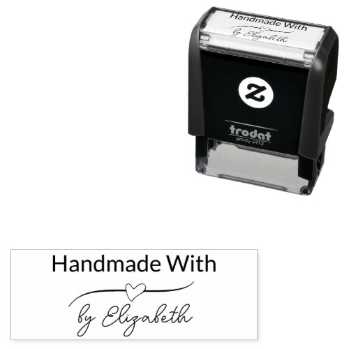 Handmade With Love Heart Your Name in Script  Self_inking Stamp