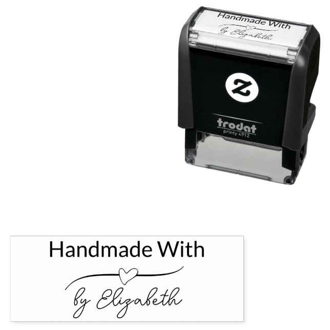 Handmade With Love (Heart) Your Name in Script  Self-inking Stamp (In Situ)