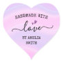 Handmade with love hearts custom name pink purple heart sticker