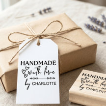 Handmade With Love Hearts Elegant Script Foliage
