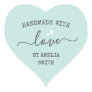 Handmade with love hearts name light aqua blue heart sticker