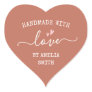 Handmade with love hearts name terracotta brown heart sticker