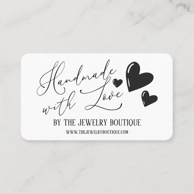 Handmade With Love Hearts Script Etsy Home Crafter Business Card (Front)
